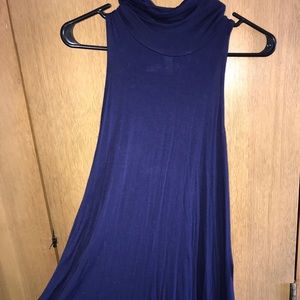 Cute Navy Blue Luxe Sleeveless T-shirt Dress
